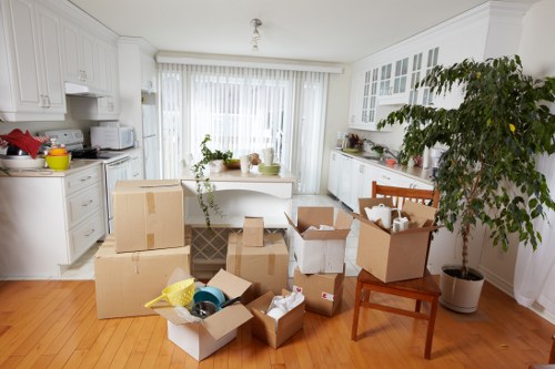 Packed boxes and furniture ready for local removals in Bromley