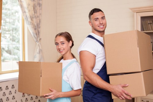 Packed boxes and furniture ready for local removals